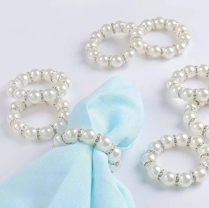 DIY Tissue Ring Wedding Curtain Ring Pearl Table Napkin Ring