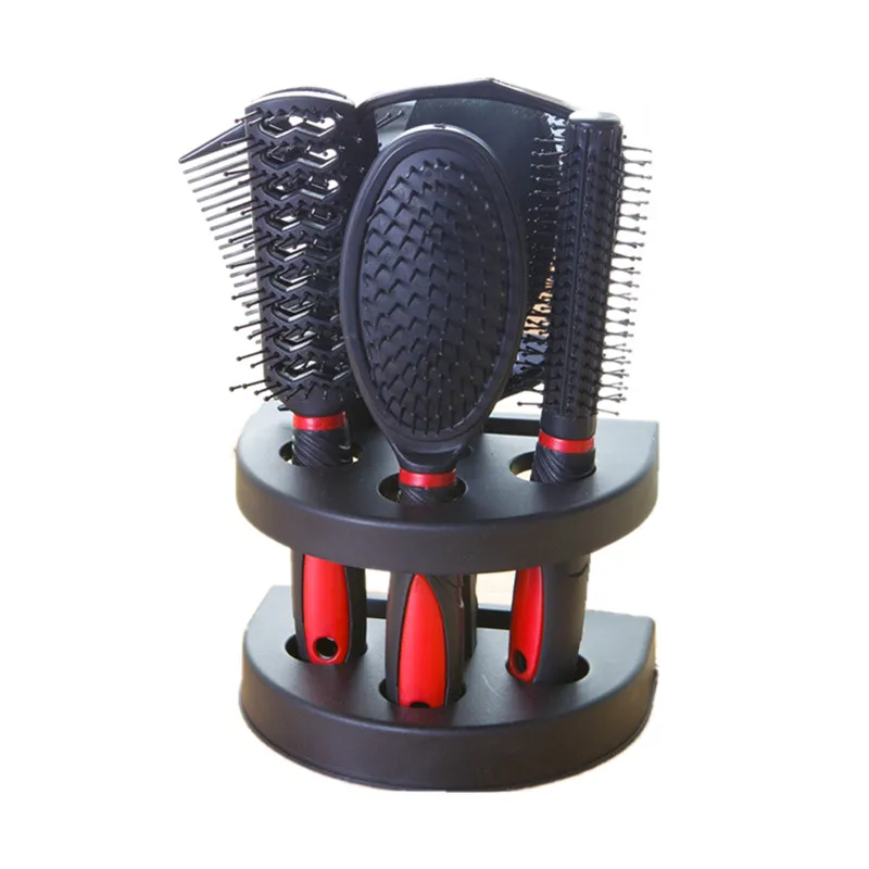 5Pcs Hair Comb Set Women Ladies Hair Care Massage Brush with Mirror and Holder