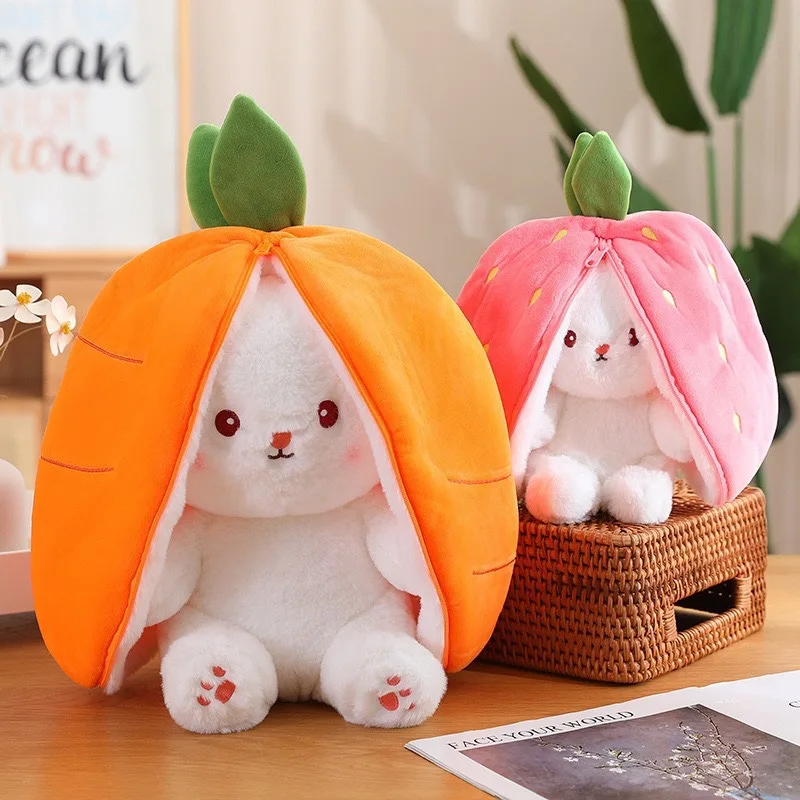 Transformed Rabbit Fruit Doll Cute Strawberry Rabbit Doll Plush Toy Sleeping Pillow Easter Bunny Birthday Gift For Christmas