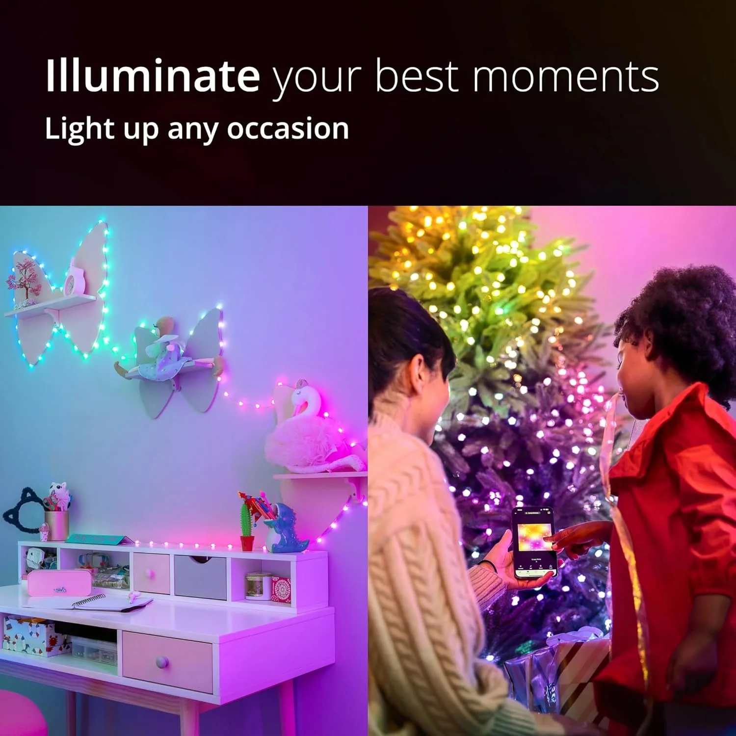 USB-C светодиодная гирлянда в форме сердца 100 RGB многоцветные рождественские огни мерцание струны Alexa Google Home