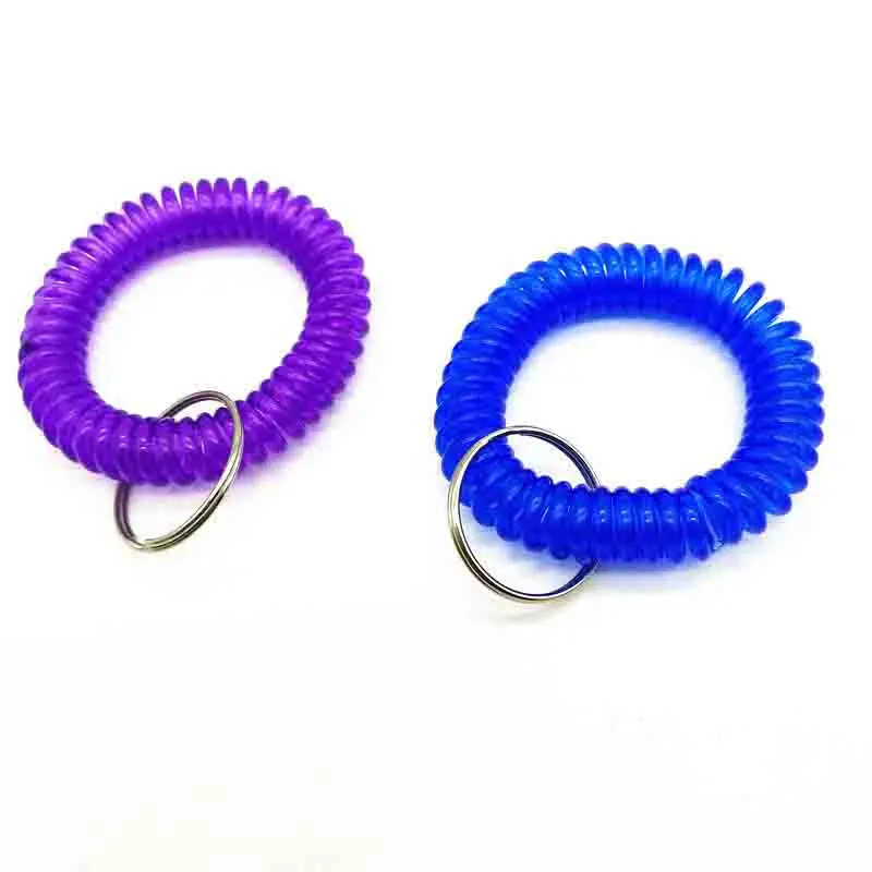 colorful wrist keychain bracelet spiral wrist coil key chain stretchable spiral bracelet key ring