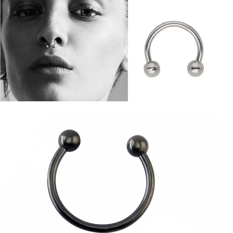Retail Colorful Horseshoe Shape Nose Ring Anodized CBR Nose Septum Clicker Ring Nasal Piercing Jewelry