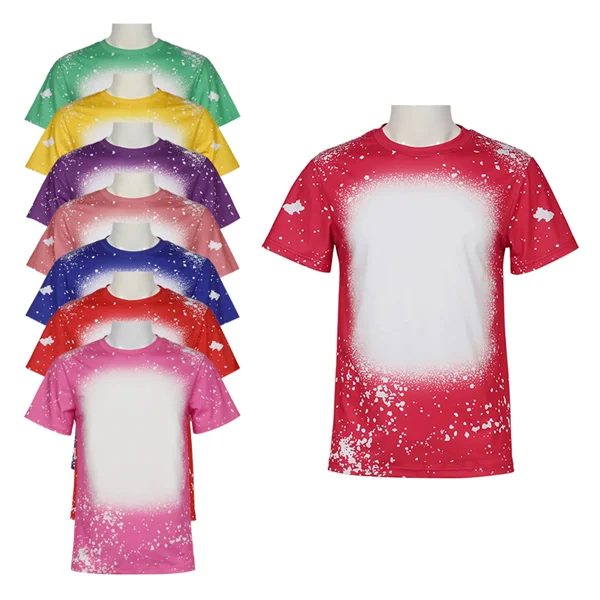 Wholesale Custom Sublimation Bleach T-Shirts 100% Cotton Knitted Unisex O-Neck Pattern for Men Women Available in All Sizes