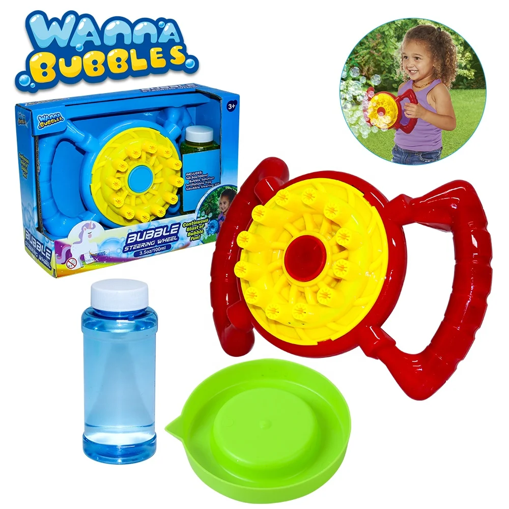 Outdoor toy birthday parties gifts steering wheel automatic soap blow bubbles handheld bubble machine for kids