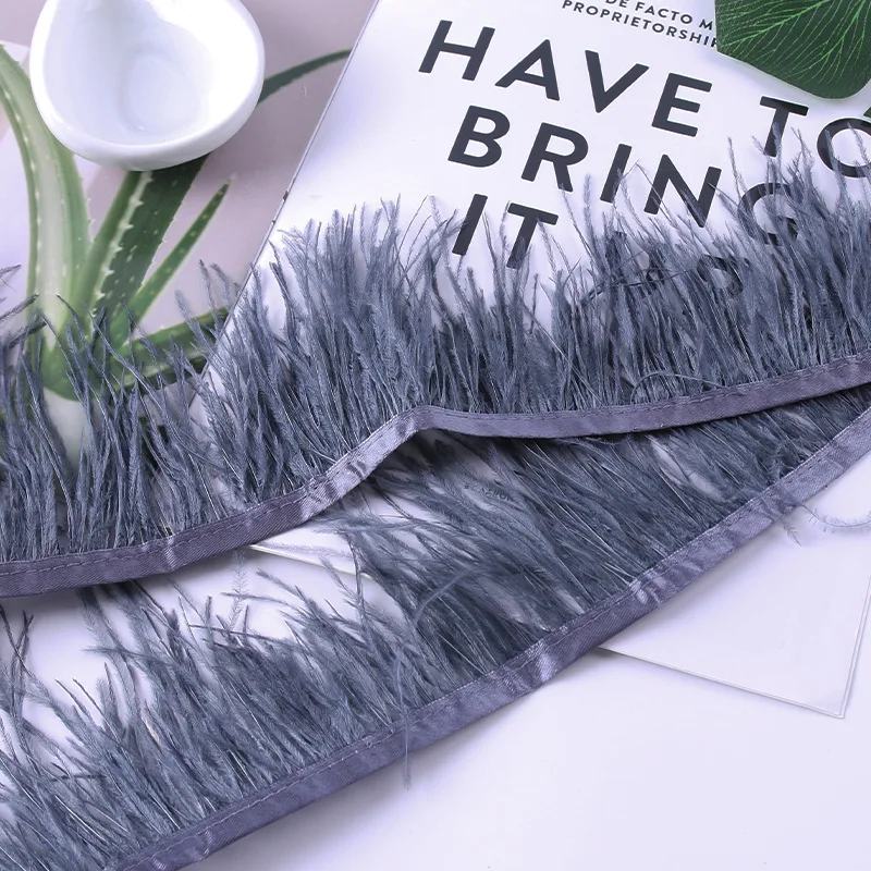 Cheap sale 8-10 cm black Fluffy Colorful curly Ostrich Feather trim fringe for party dresses decoration