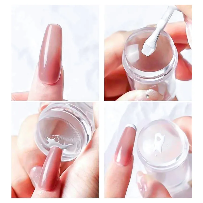 Silicone Nail Art Stamp with Cover Full Transparent Transfer Belt Scraper Tool Set Stamping Plate Nail Stamp Tool Manicure