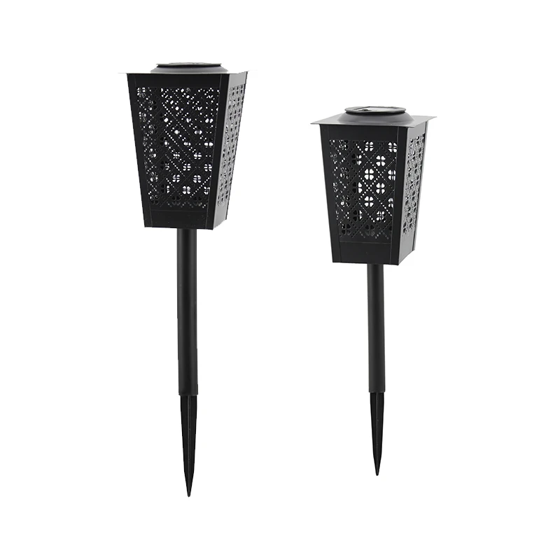 Black Design Lace Hollow Pattern Solar Metal Pin Lamp LED light 8-10 Hours Garden Path Decor Metal Square Solar Stake Light