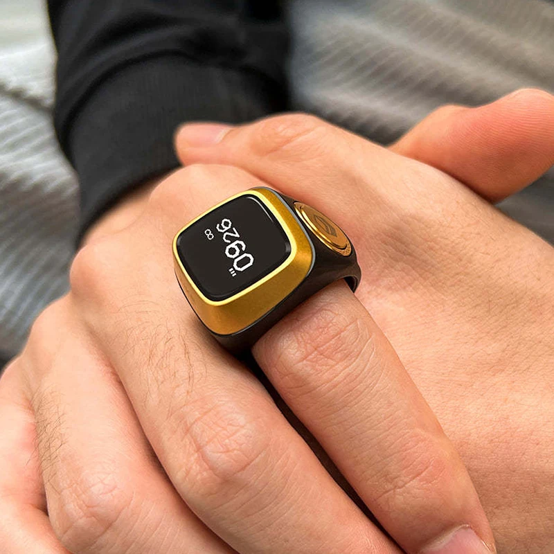 New Muslim Iqibla rotatable health counter smart ring with tasbih beads function men BT smart zikr rings for Android or iOS