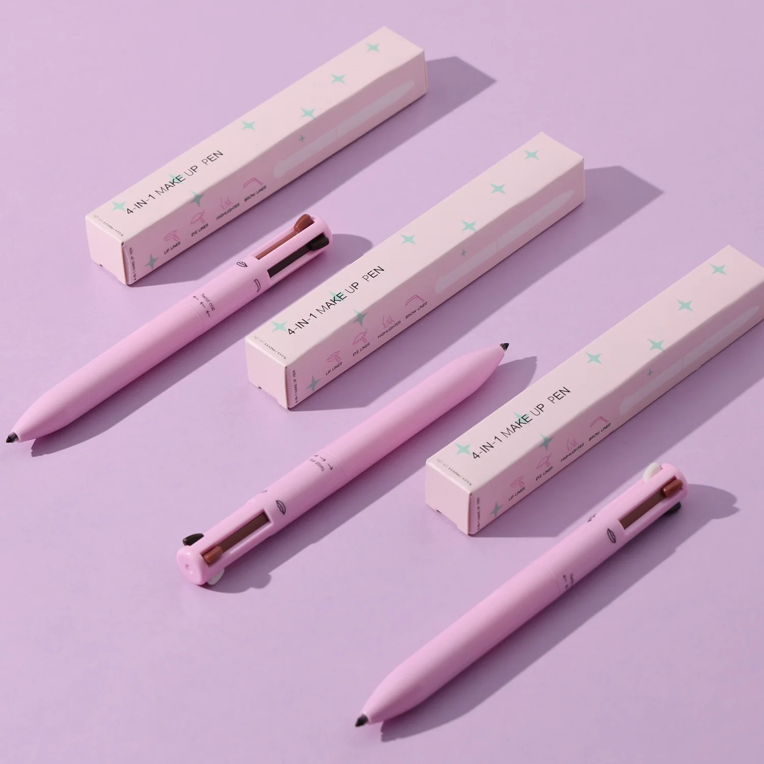 Custom Logo Vegan And Cruelty Free Private Label Lip Eye Highlighter Make Up Pencil All In One Touch Up 4 in 1 Makeup Pen