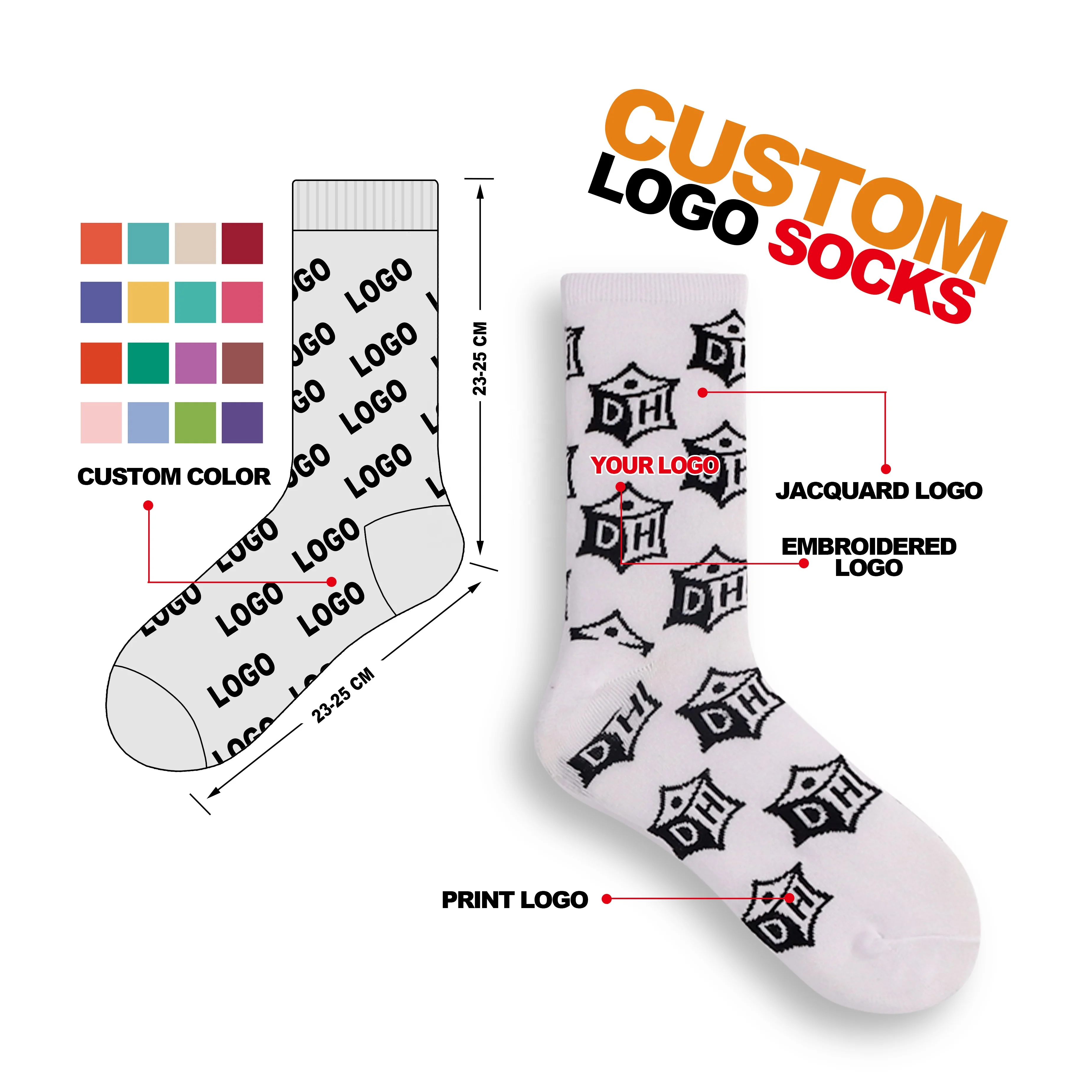 Unisex Crew OEM Design Customized Print Your Own Logo Sublimation Sock Man Custom Sublimate Sock