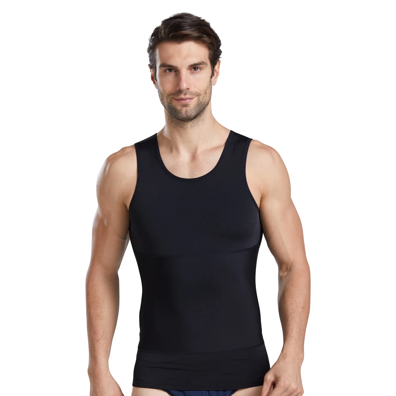 Amazon Plus Size Men Body Shapers Tank Tops Elastic Tight Fitting Sleeveless T-Shirt Vests Slimming Shaping Vest muscle top
