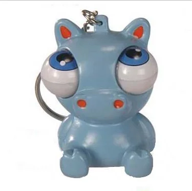 Funny animal rolling eye squeeze animal keychain with BB sound