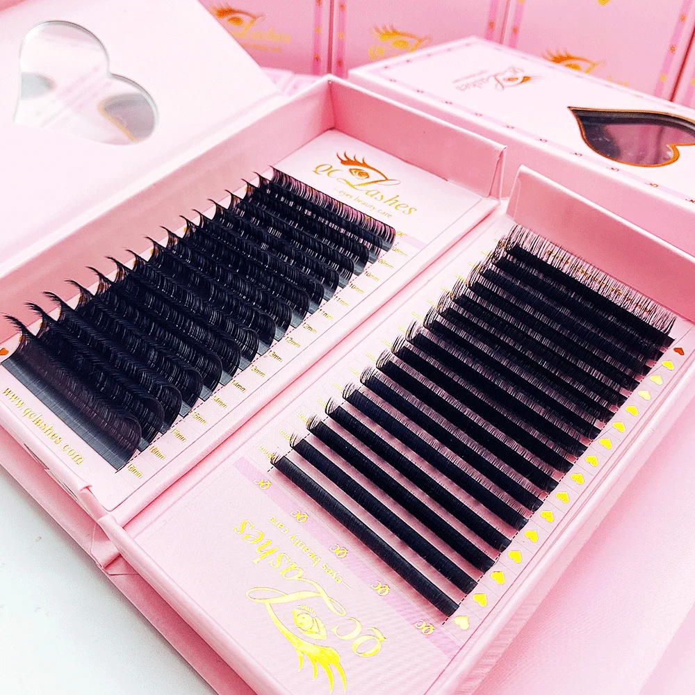 High Quality Lash Vendor 0.03 0.05 0.07 C CC D L M Curl Silk Volume Faux Mink Individual Lashes Tray Supplies Eyelash Extension