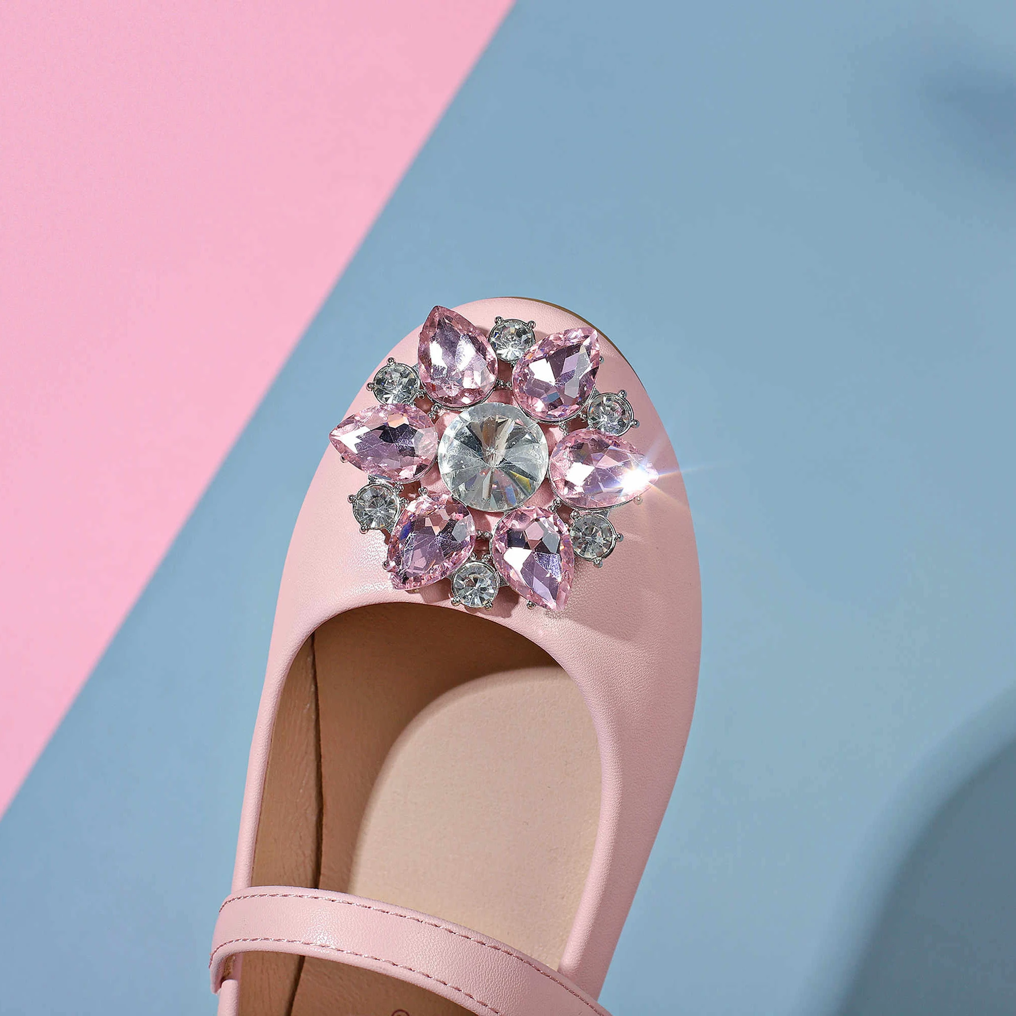 Factory Direct Sale Soft Leather Material Shiny Diamond Design Princess Girl Cot Shoes For Kids