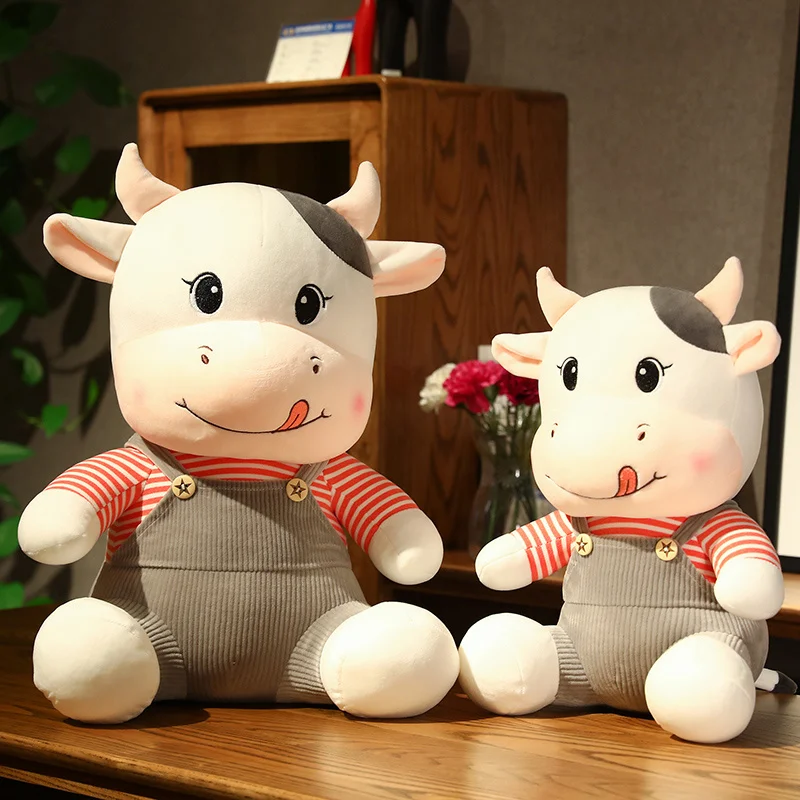 2022 hot selling good quality cute stuffed soft plush cow toy with T-shirt  bull plush toy milk cow doll