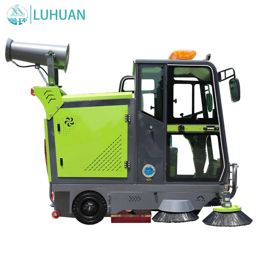 Full-Closed Electric Ride-On Road Floor Sweeper Four-Wheel Car Cleaning Machine Roller Brush High Efficiency