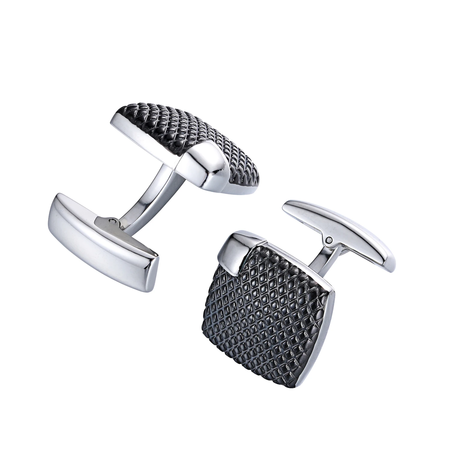 Factory Stock Wholesale And Retail Custom Stainless Steel Cufflinks Silver Black Color Plain Wedding Cufflinks Manufacturer