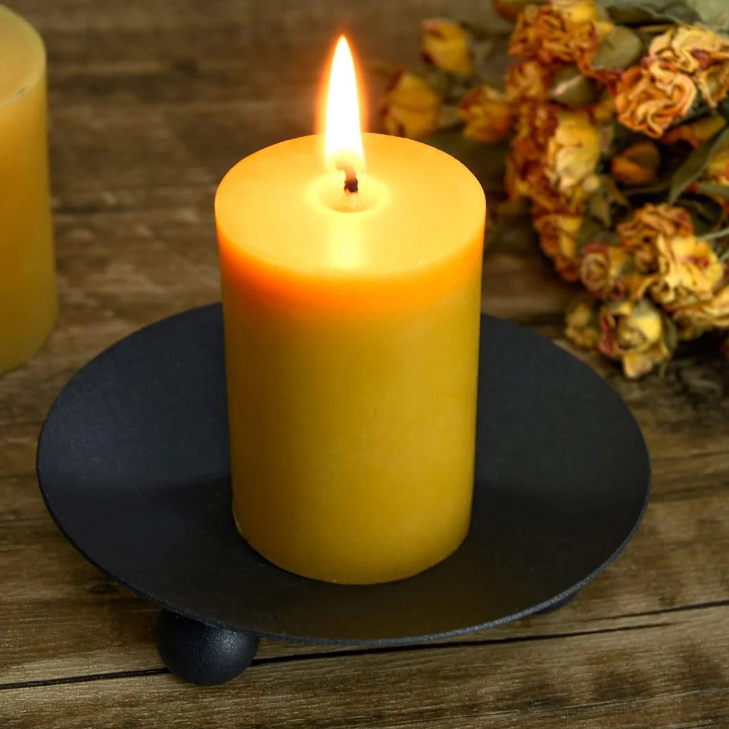 Iron Black Gold Plated Candle Holders Pillar Metal Plate For Wedding Party Festival Candlestick Holder Art Gift Home Decoration