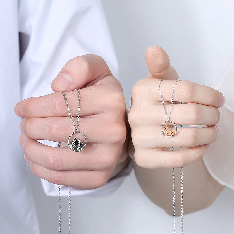 Aimgal S925 sterling silver couple necklace niche luxury design clavicle chain