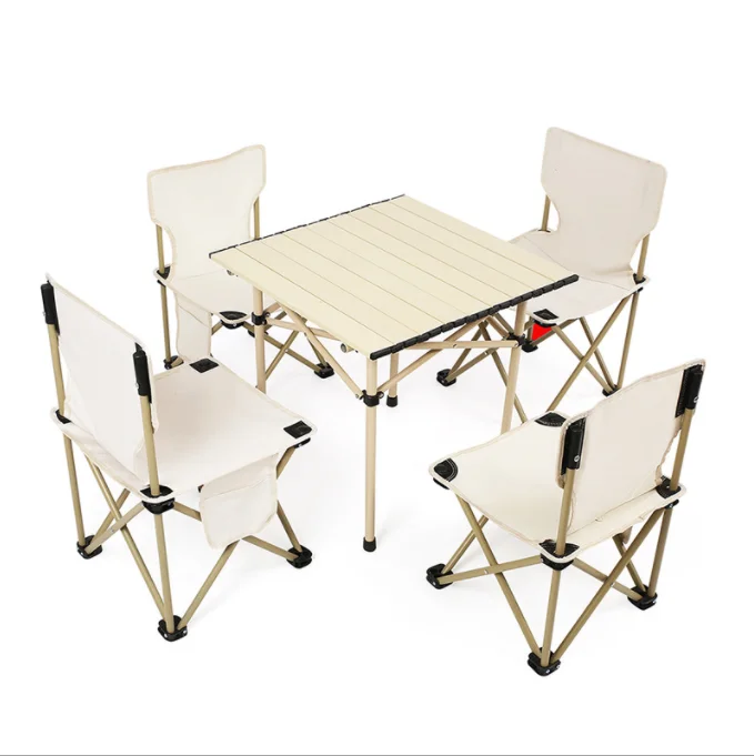 Outdoor folding one  table and four  chair set portable 5pcs/set