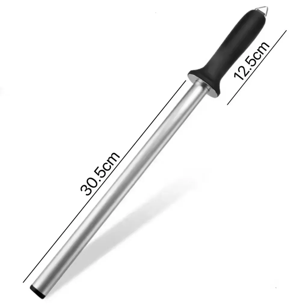 12inch High Quality Stainless Steel Knife Sharpener Diamond Sharpening Rod Stick with Oval PP