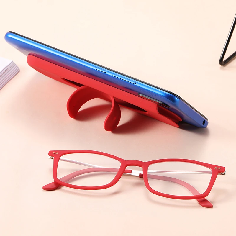 Eugenia 2022 Women Ultra-light Mobile Phone Holder Portable Anti-Blue Light PC Lens Red Frame Reading Glasses