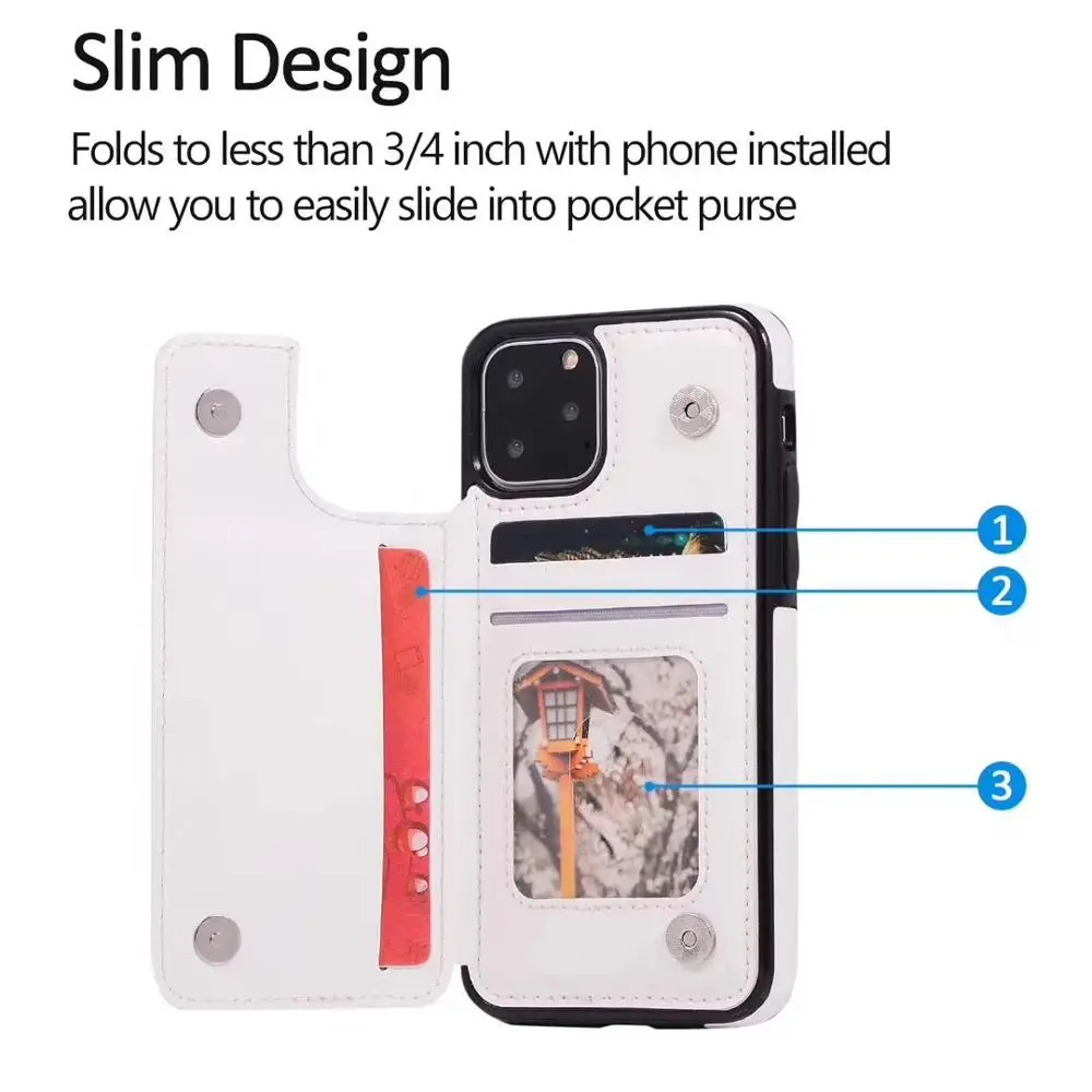 New item For iphone 6 7 X leather wallet case with double magnet button card slot case wallet