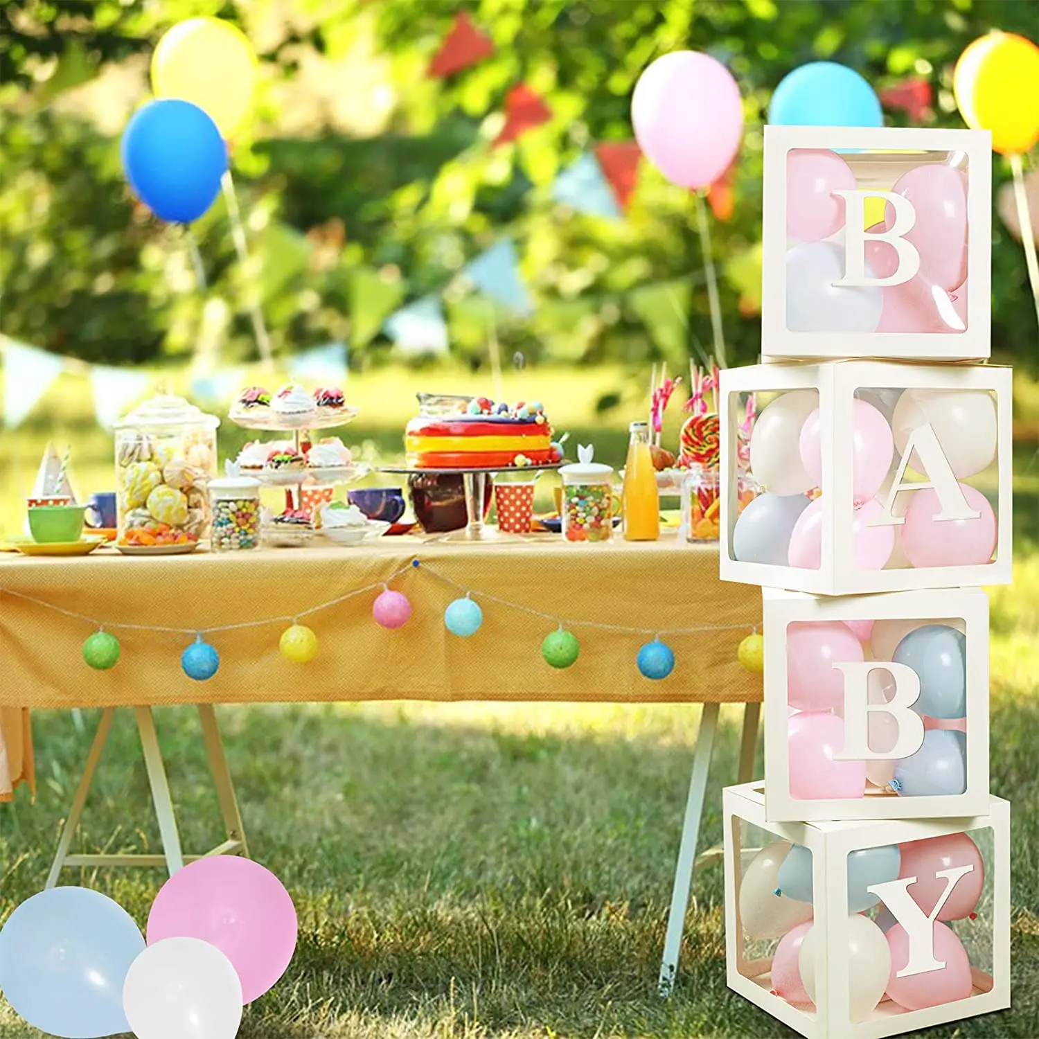 Complete Set with balloon Arch  BABY Box Bundle Decorative Letters in Boxes baby boy and girl DIY Decorating Kit