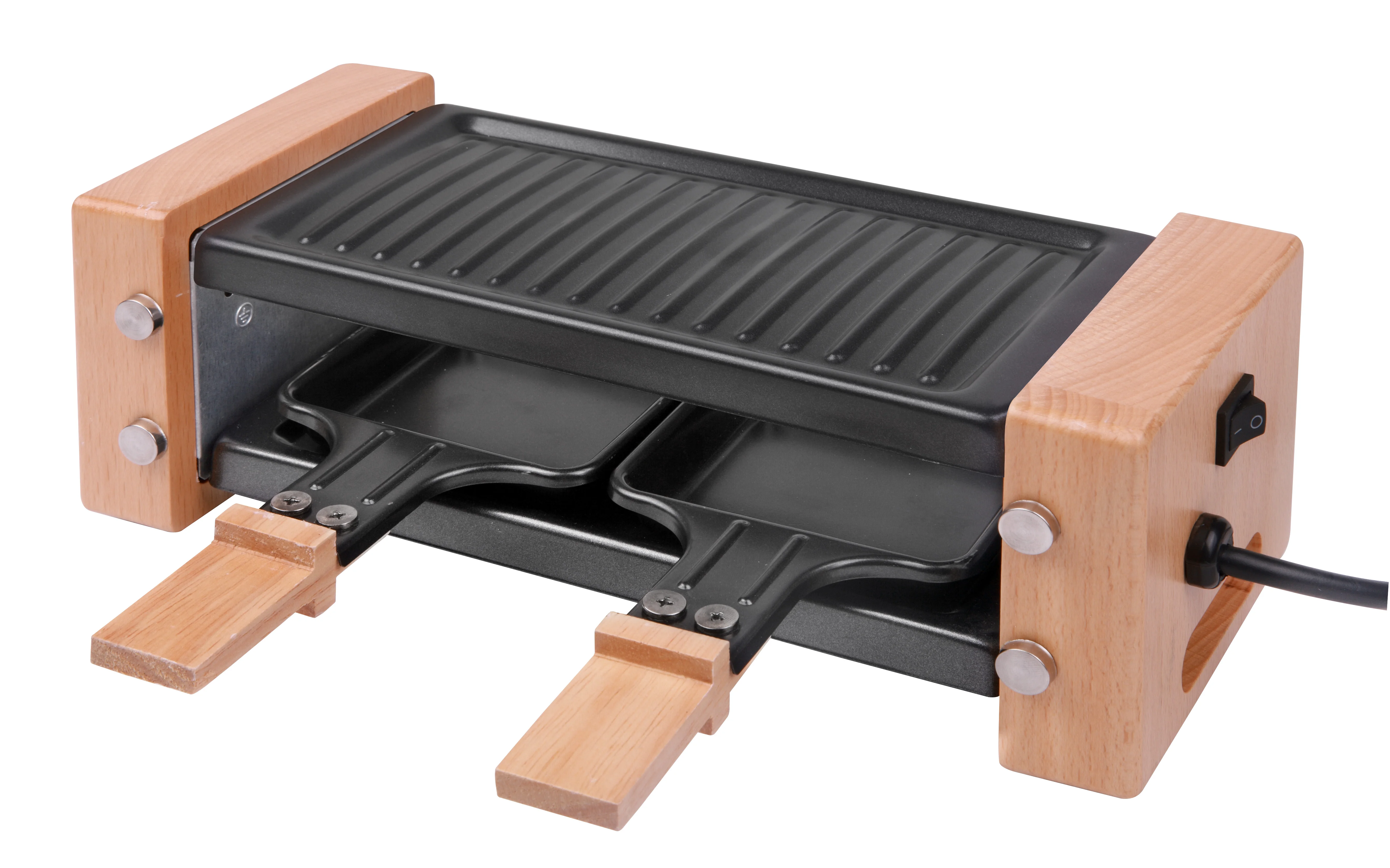 Mini raclette Grill  wood handle  real wood handle nature wood grill