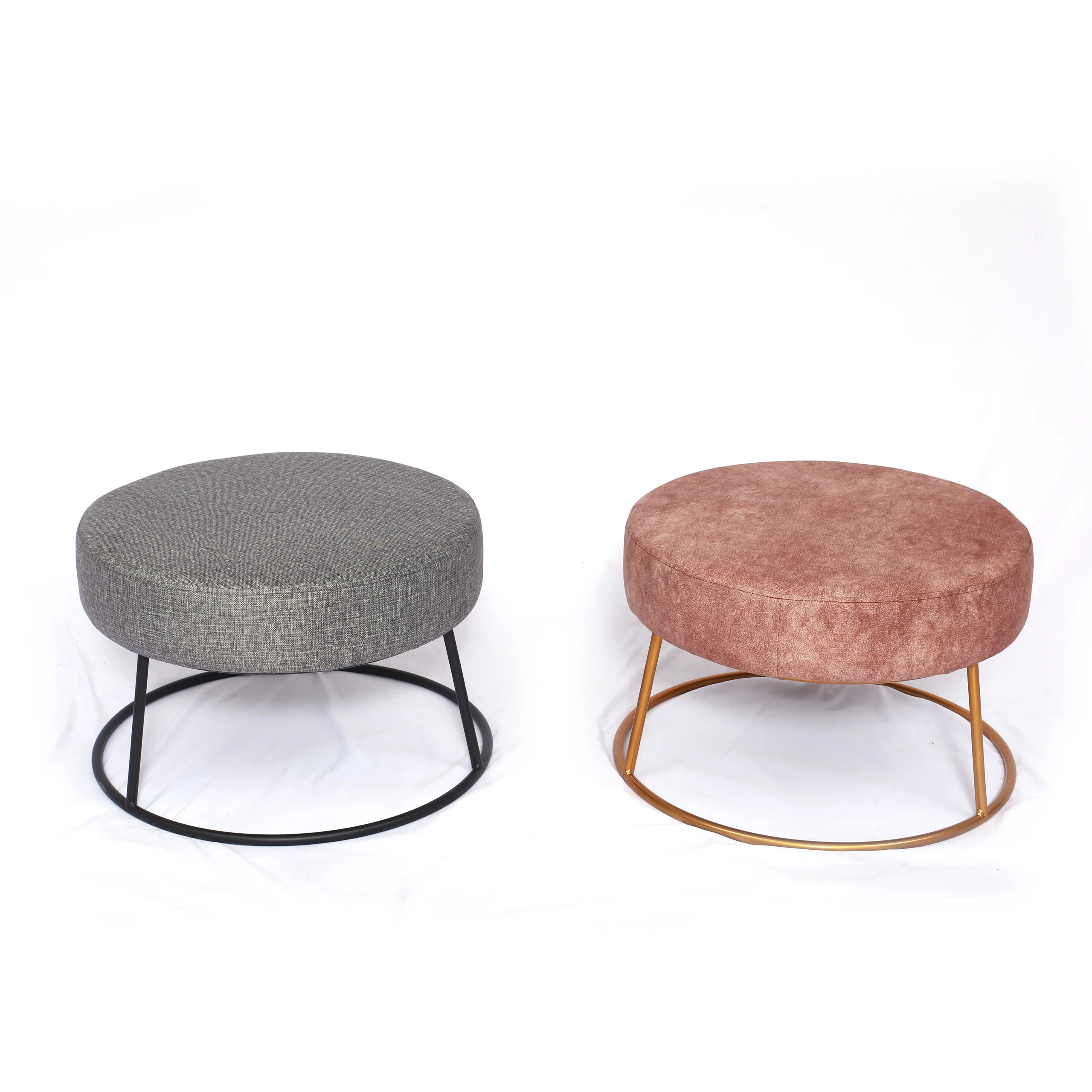 Laynsino Mid-Century Modern footstool round metal leg stool