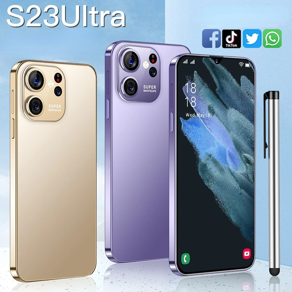 Tanga Hot Selling S23 Ultra Global Unlocked Cell Phone 7800mah Long Battery Life Mobile Phone 4G 5G Smart Phone Fast Ship