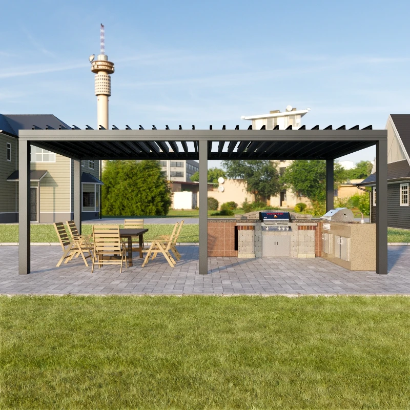 Foshan Isun waterproof Chinese style pavilion wooden pavilion aluminum pavilion