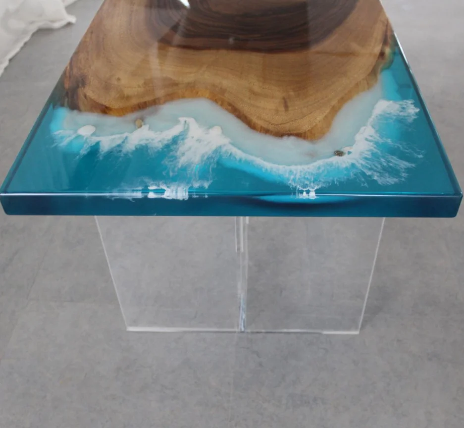 Marine Style Modern Design Living Room Table High Quality Custom Solid Wooden Epoxy Resin Table