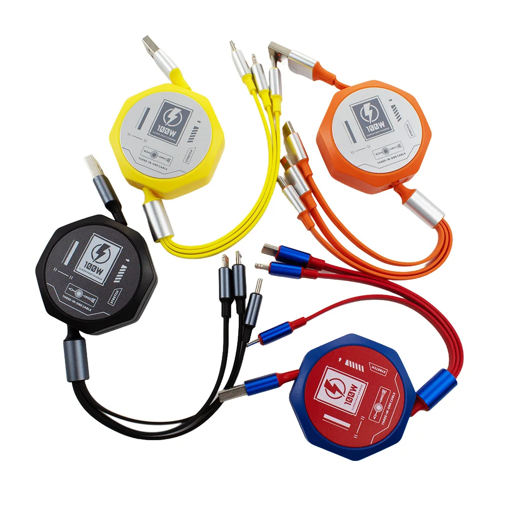 Новый продукт кабель для передачи данных 3 в 1 выдвижной USB-кабель портативный быстрой зарядки