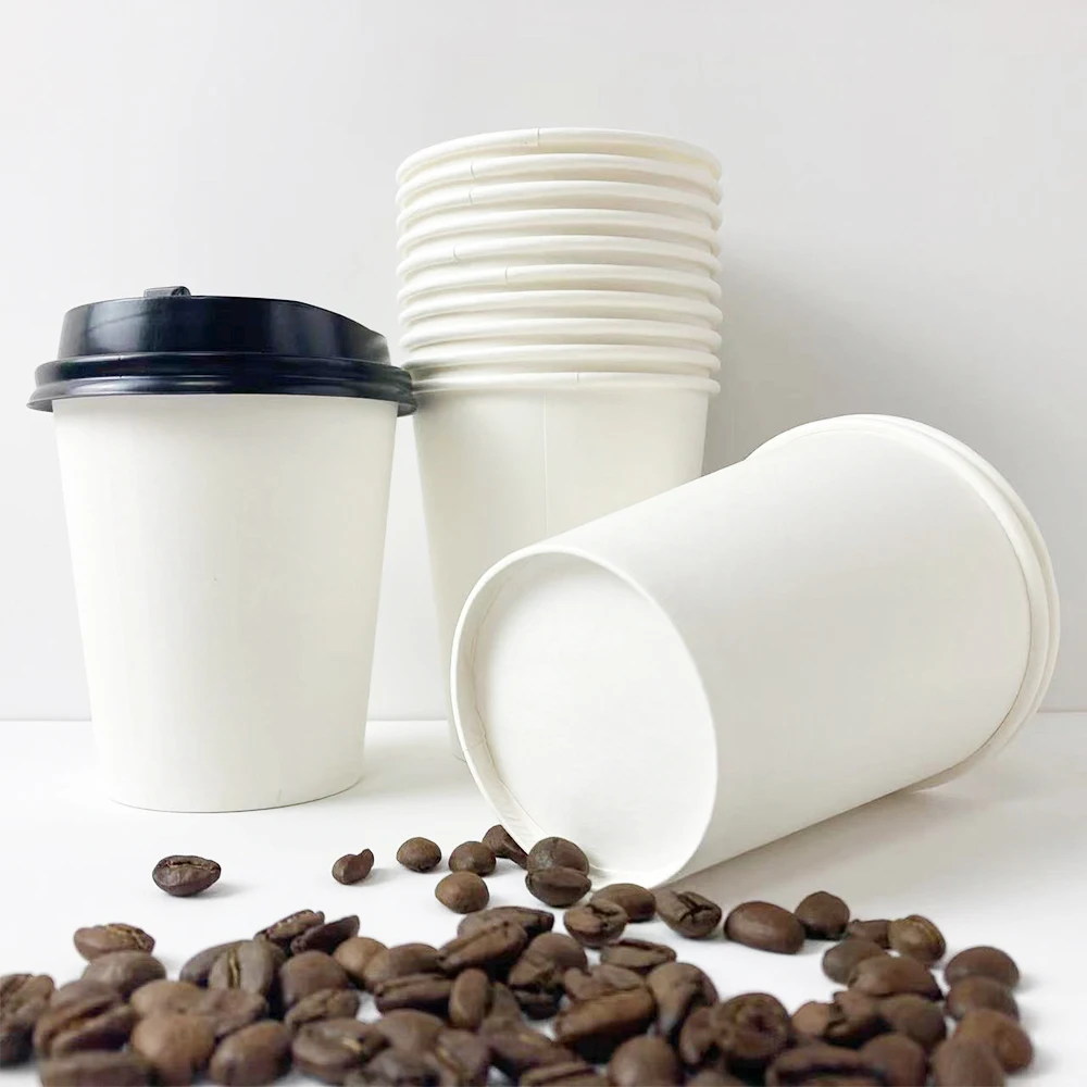 White Blank 2.5oz-16oz Paper Cups for Hot Coffee Take Away Customized Design Logo Advertising Coffee Cup with Lids