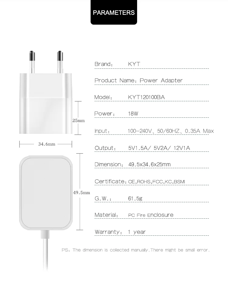 KC CE BSMI Dc 5v 500ma 0.5a 1a 1.5a 2a 9v 500ma 0.85a 1000ma 12v 350ma 400ma 800ma ac адаптер питания usb 5v 12v dc источник питания