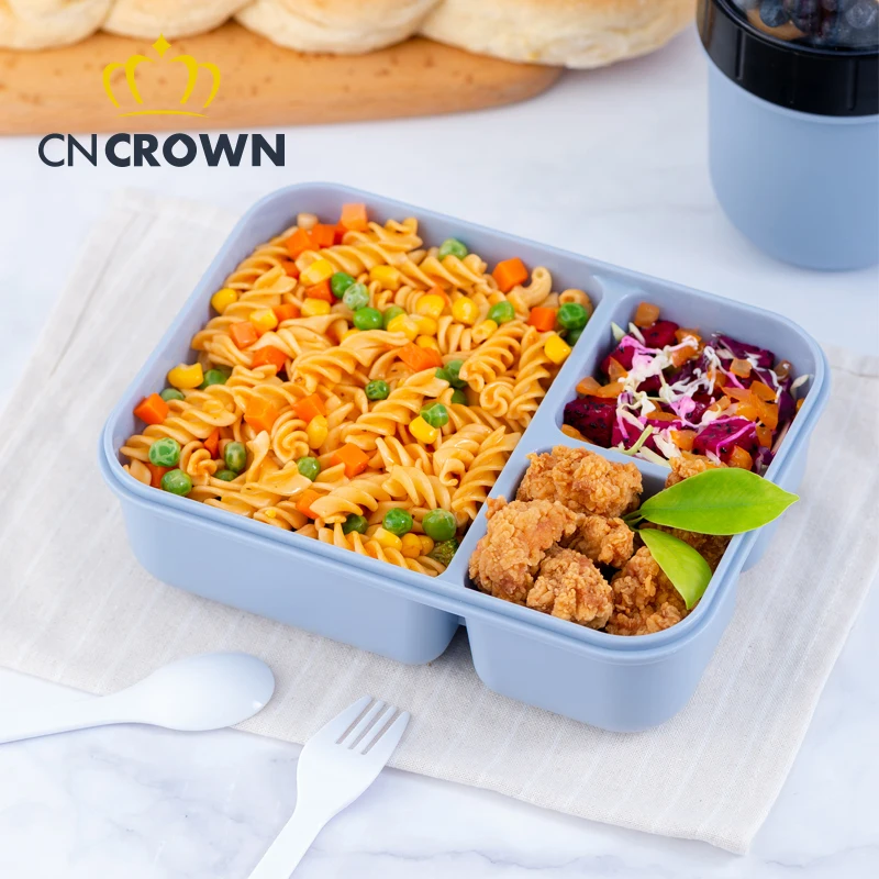 High Quality PP Food Packaging Grade Plastic Lunch Boxes Container Three Sub Box