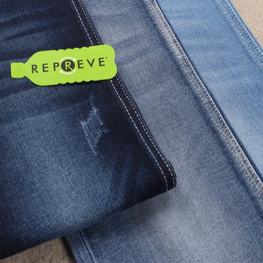 Unifi repreve denim fabric recycled material dark blue soft jeans fabric