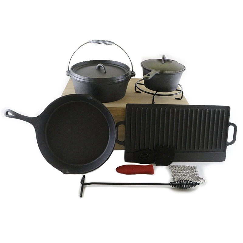 Hot sale kitchen ware non stick cast iron cookware set custom shape cast iron cookware set