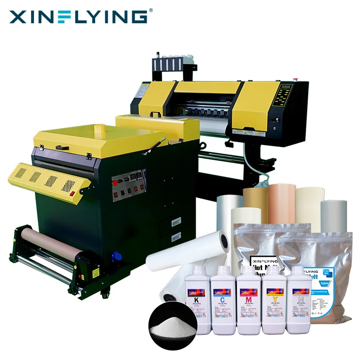 XinFlying 60cm 2 xp600 / I3200 head digital fabric dtf printer large format printing machine with powder shaker