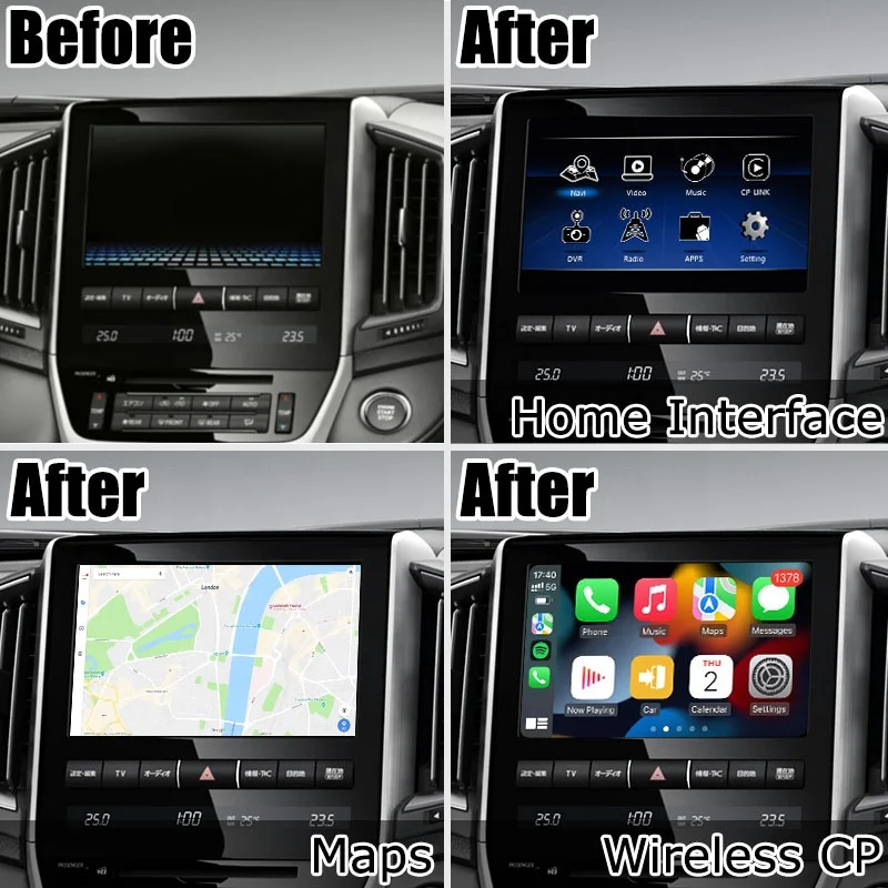 Android wireless CP AA box for Toyota Land Cruiser LC200 VXR navigation box 2014-2021 video interface by Lsailt