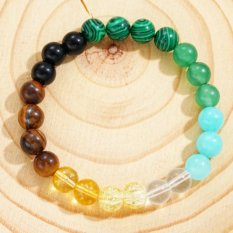 XYI-17 Handmade Elastic Hand Jewelry Women Ethnic Imperial Jasper Tiger Eye Agate Beads Natural Stone Beaded Bracelet
