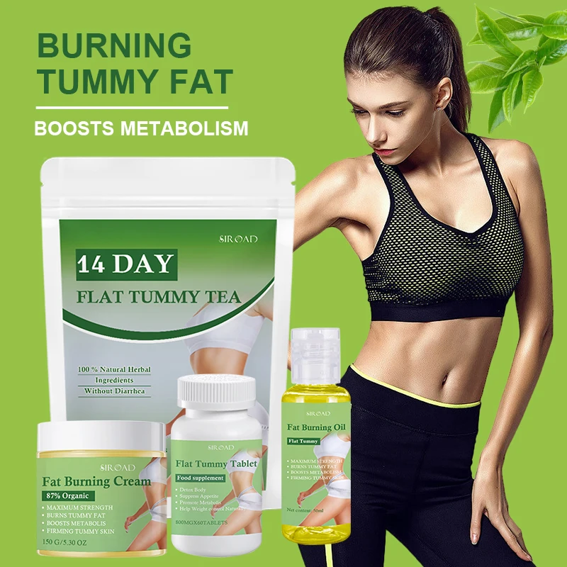 14 days Fast Weight Loss Shaped Skinny  Flat Tummy slimming Tea Fat Burner Pills Fat Burning Cream Massage Fat Burning Oil Set