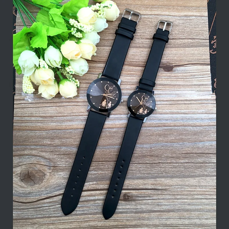Wholesaler cheap cute pair watches for couples leather strap casual quartz romantic Electronic couple watches