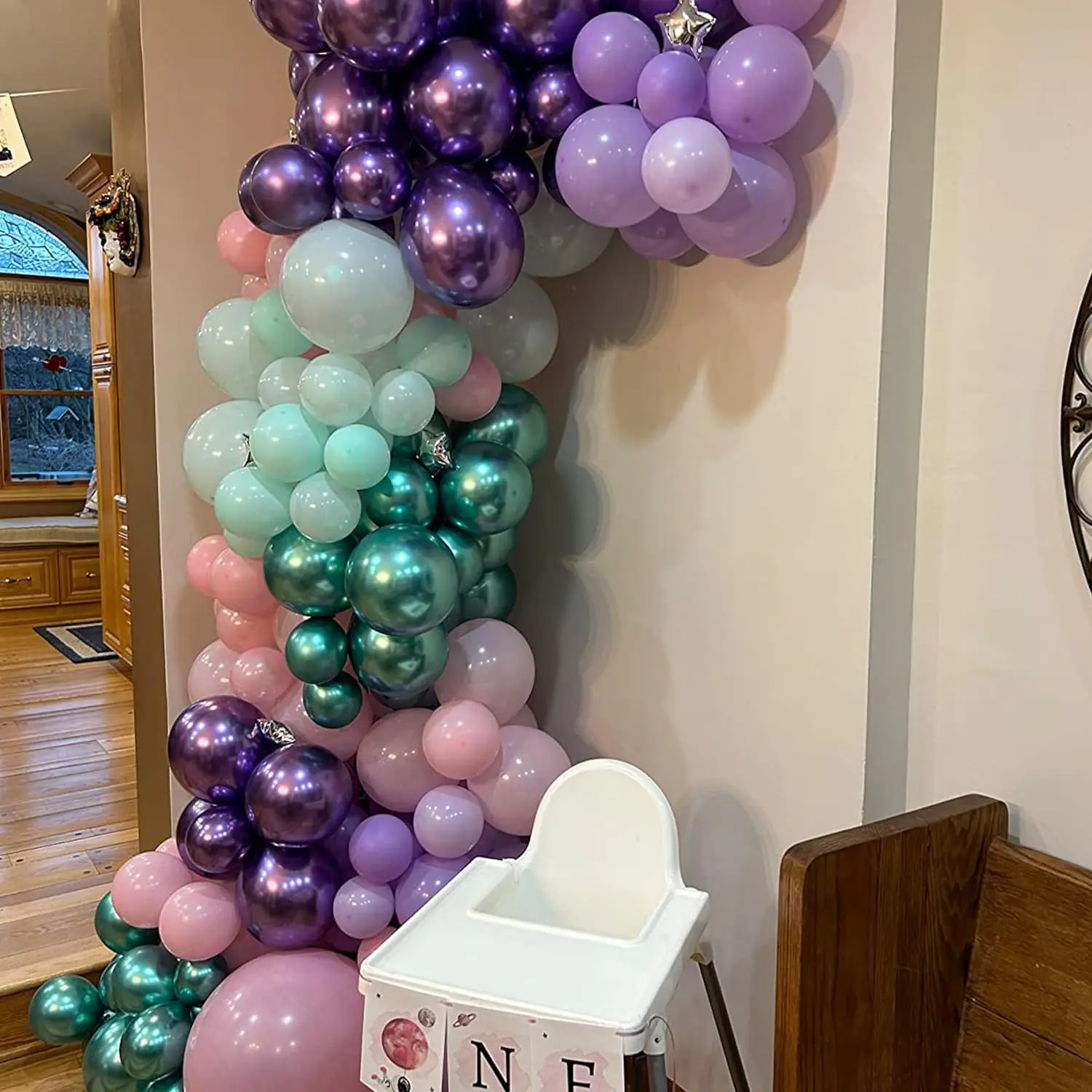 60 pcs30.48cm metal purple pink green blue latex balloon Girl Mermaid birthday party decoration, baby shower, birthday