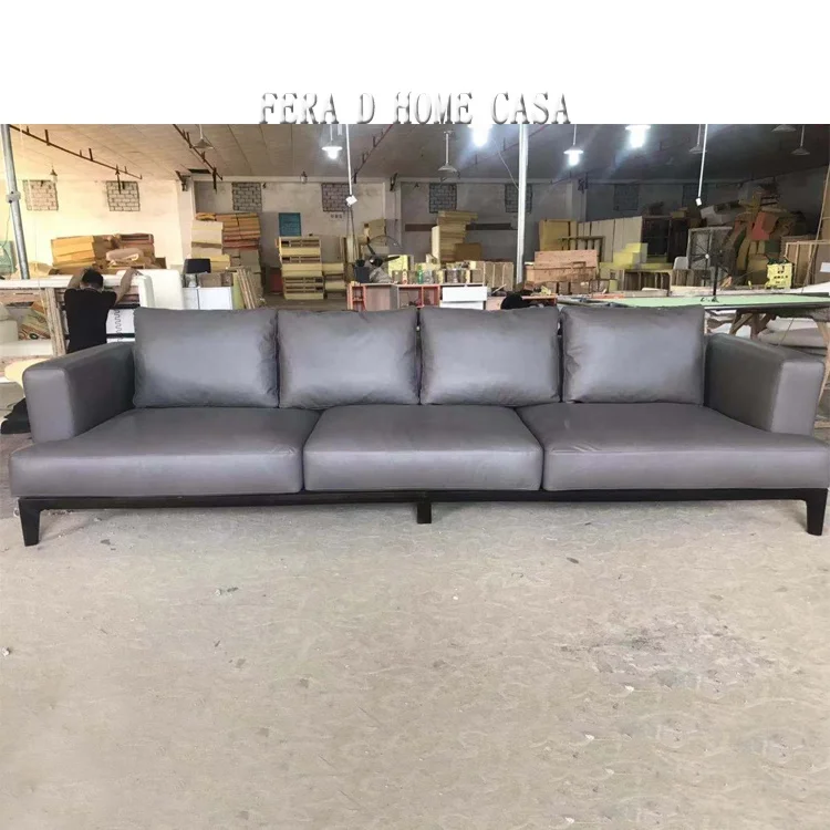 minimalist modern leather sofa ASH wooden frame wholesale 3 meter sofa