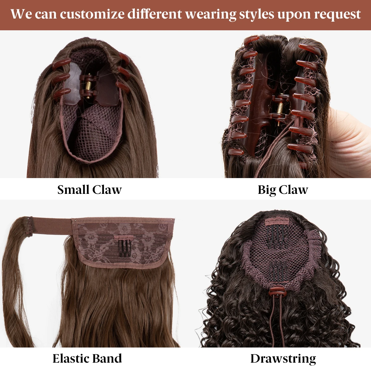 SARLA Drawstring Ponytail Yaki Long Wavy Extensions Short Kinky Curly Synthetic Clip In Hair Extensions For Black Women