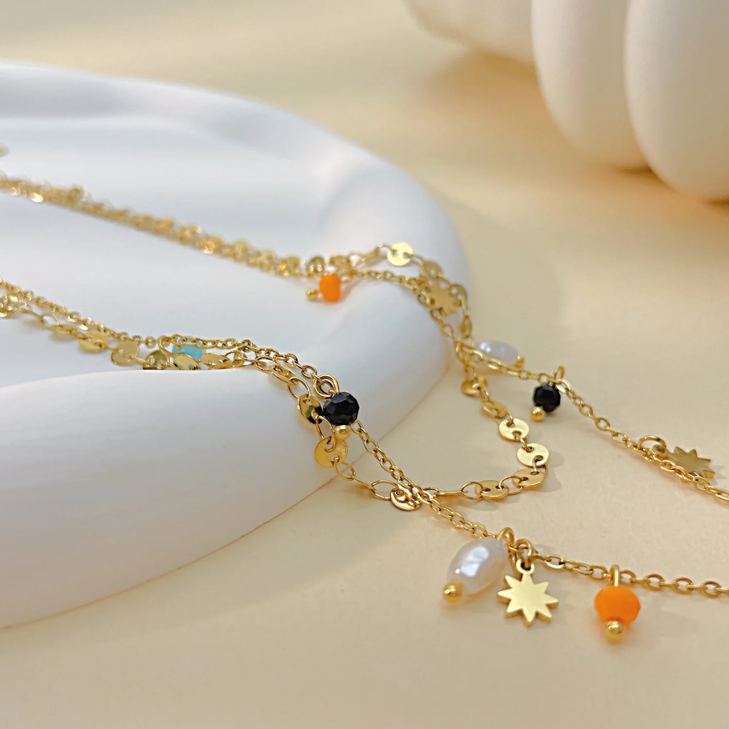 Fashion Handmade Pendant Necklace Simple Pearl Jewelry Accessories Stainless Steel Star Women Gold Necklace