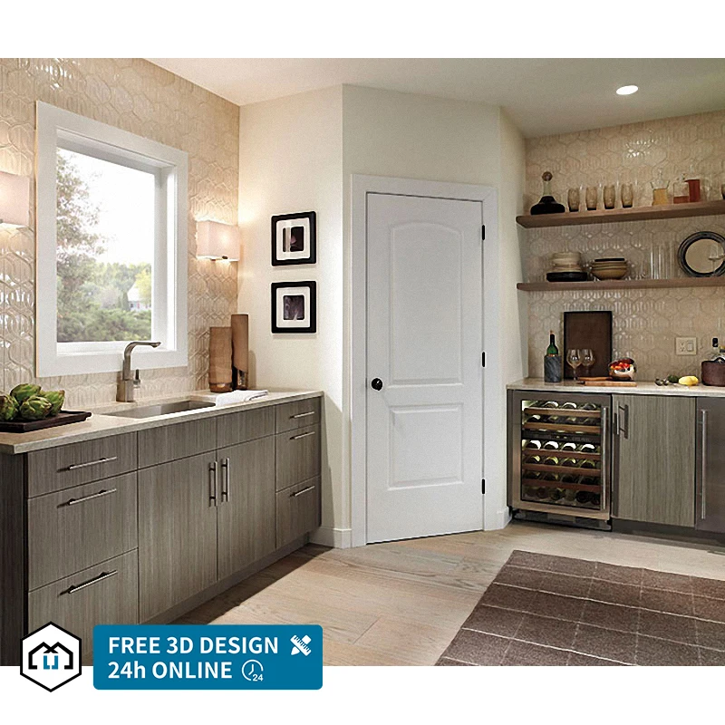 automatic China Modern design custom slim Shaker plywood warm white melamine high gloss lacquer pvc kitchen cabinet