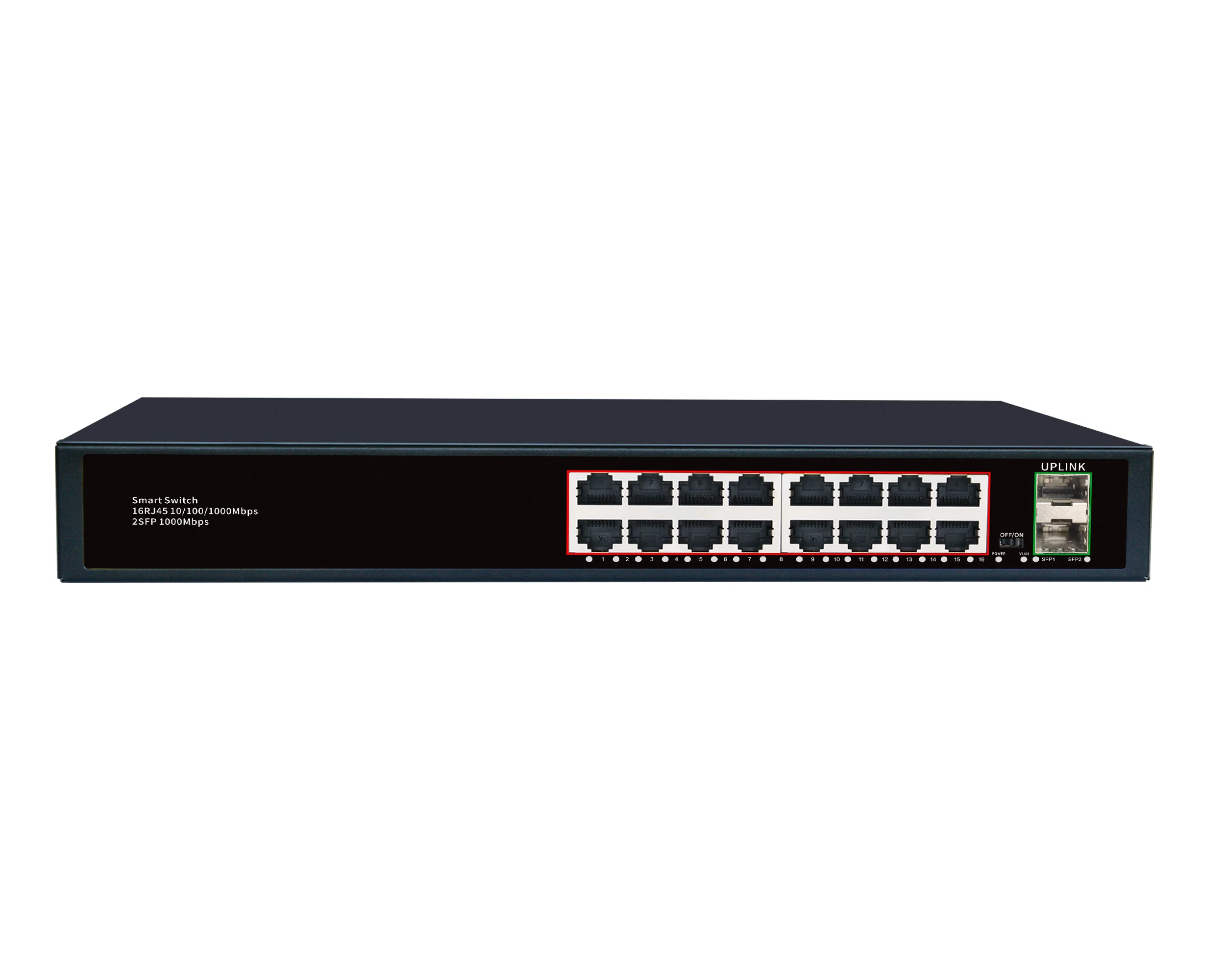 CCTV 16+2 Port 12V 2A 10/100/1000Mbps 16 Port Full Gigabit network 2 SFP Uplink Switch For CCTV IP Camera
